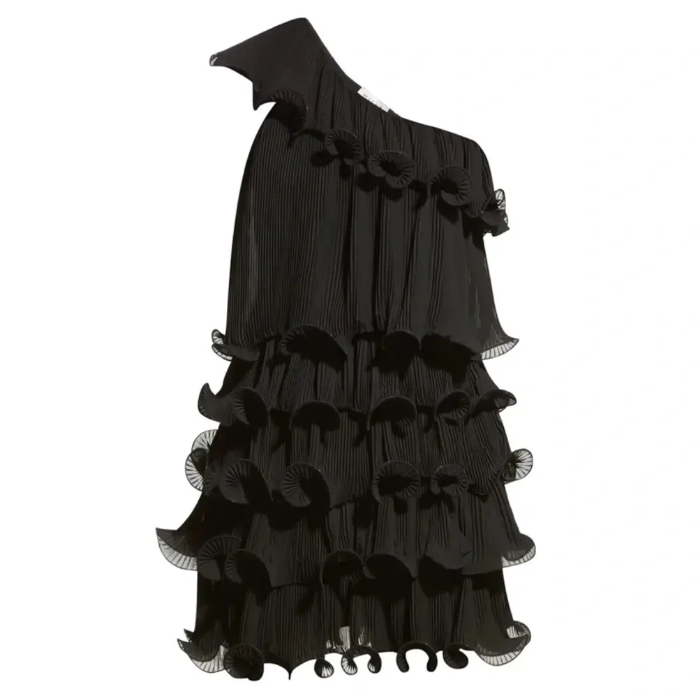 Milly Black Layered Ruffle Mini Dress - Picture 8 of 8